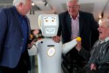 thumbnail: IrelandÕs first socially assistive AI robot 'Stevie II' from robotics engineers at Trinity College Dublin, with Mick McCarthy (left) Tony McCarthy (centre) and Brendan Crean, who all helped trial the robot through the charity ALONE, during a special demonstration at the Science Gallery in Dublin.
Brian Lawless/PA Wire