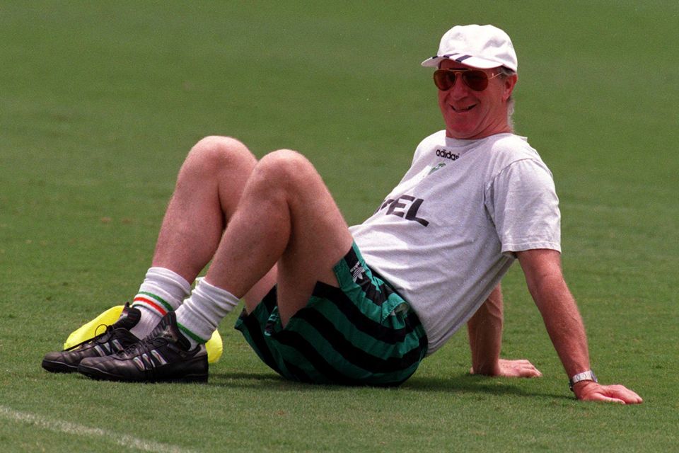 Our Jack: taking a break during a training session at the World Cup in 1994. Photo: David Maher/SPORTSFILE