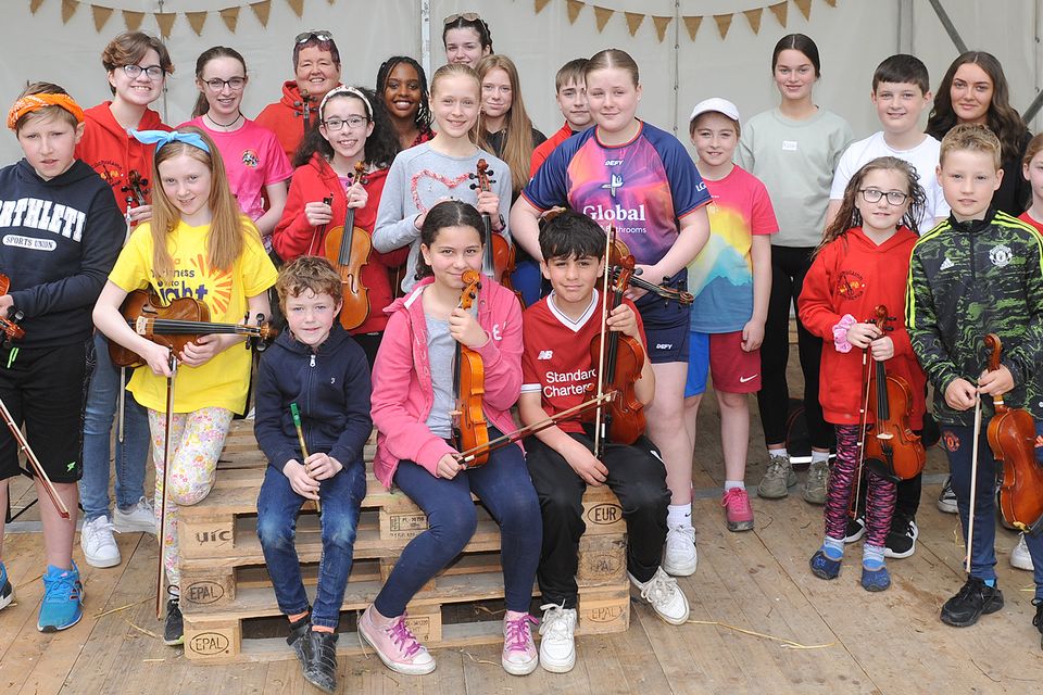 The Cúchulainn Celtic Strings who performed at the Corderry Orchard Blossom Walk in aid of SAFE Castlebellingham. Photo: Aidan Dullaghan/Newspics