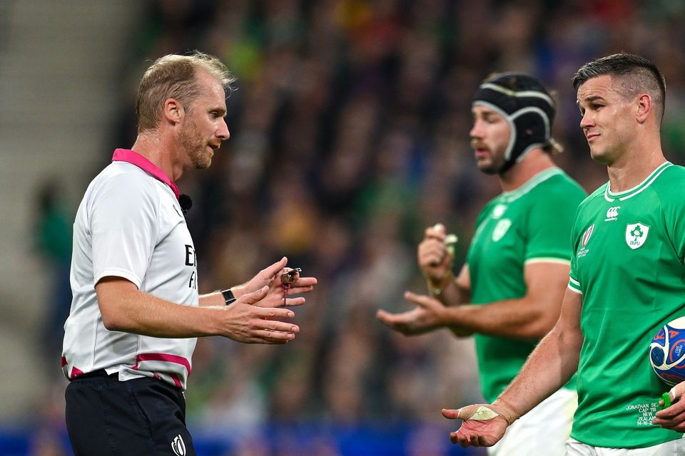 Wayne Barnes refereed Ireland's World Cup quarter-final against New Zealand.