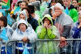 thumbnail: Pilgrims listen to Pope Francis address the crowd  at Knock Shrine.
Pic Steve Humphreys
26th August 2018