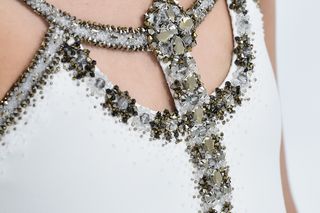 Sequin Halter Dress With Rhinestone Waist Detail – Camille La Vie