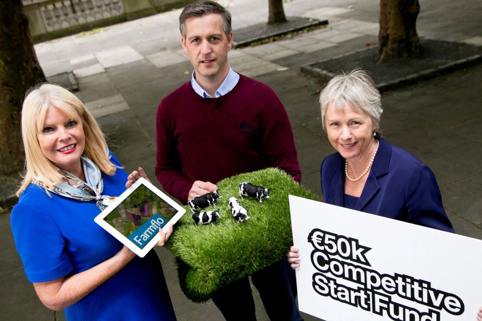 Minister for Enterprise Mary Mitchell O’Connor, Richard Fairman of FarmFlo, and Anne Lannigan of Enterprise Ireland at the launch of the fund