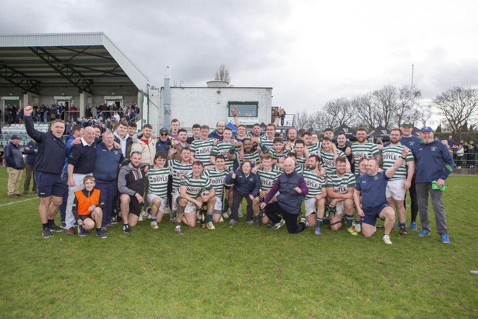 The Greystones side that defeated Galway Corinthians to secure promotion to the AIL Division 2A next season.