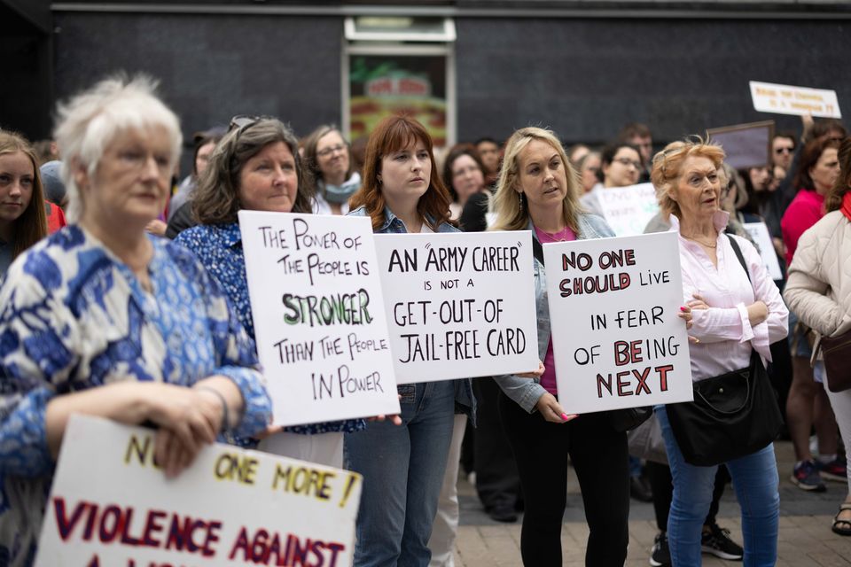 People attend a protest in Limerick. Photo: Eamon Ward