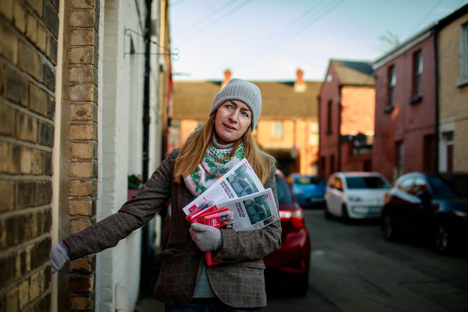 Clare Daly is campaigning in her constituency. Photo: Mark Condren