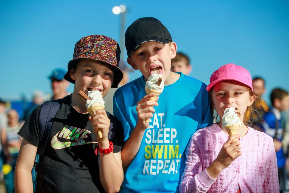 Lucy, Conor and Noah Dunne enjoying day two of  the National Ploughing Championships in Ratheniska. Pic: Mark Condren