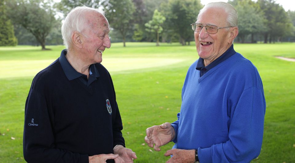 Dublin legends Norman Allen, right, and Jimmy Gray remember happy times at Clontarf Golf Club. Photo: Damien Eagers. Photo: Damien Eagers / INM