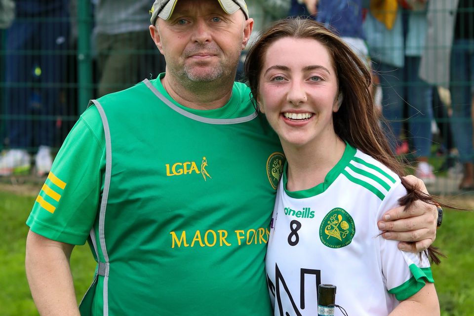 Kilcoole coach Kevin Gill with team captain Lucy Phipps Rooney.