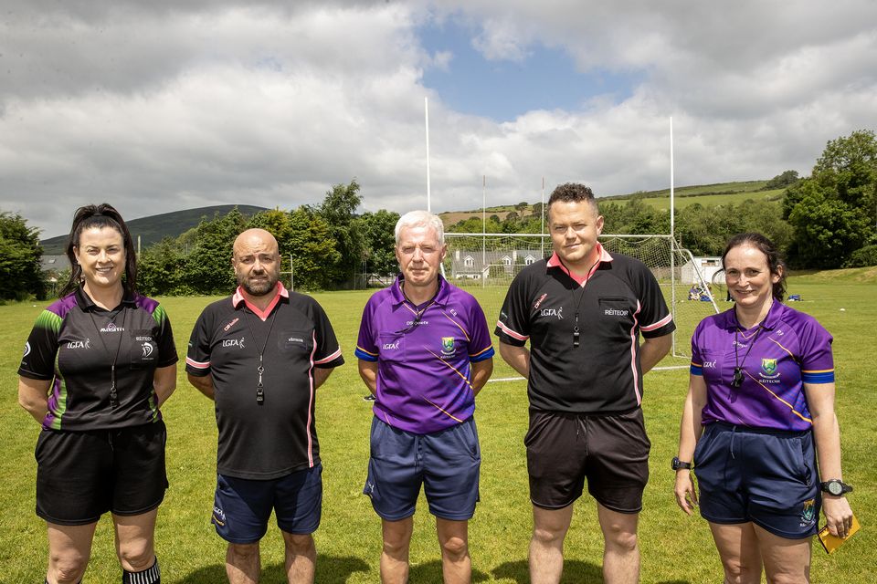 Referees Marian Hayden, Terry Canavan, Eamonn Bradley, Ciaran Walshe and Pamela Prendergast. 