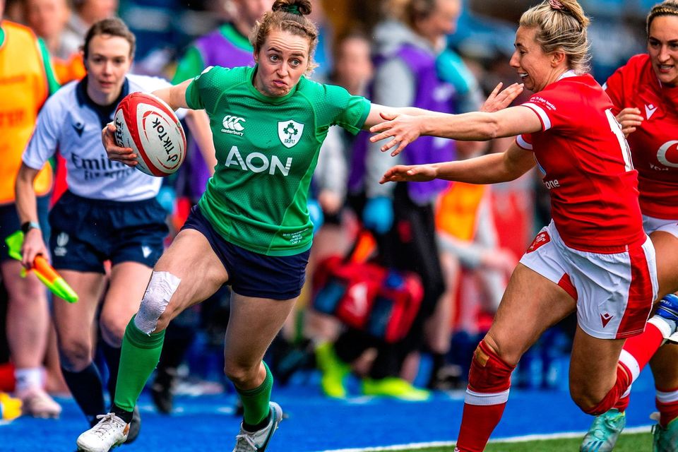 Molly Scuffil-McCabe of Ireland is tackled by Hannah Jones of Wales during last week's TikTok Women's Six Nations opener