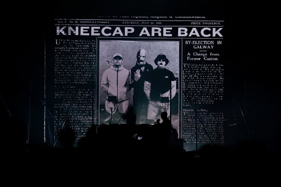 Belfast rappers Kneecap played before 8,000-plus fans at Fairview Park, Dublin. Photo: Reuters