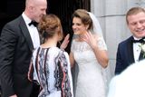 thumbnail: 12/6/2015  Paul O' Connel and Wife Emily greet Claire Mulcahy and Sean Cronin after the ceremony. St. Josephs Catholic Church, Castleconnell, Co. Limerick.
Pic: Gareth Williams / Press 22