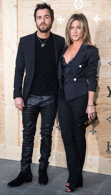 Jennifer Aniston and Justin Theroux sizzle in matching leather on date  night in Paris