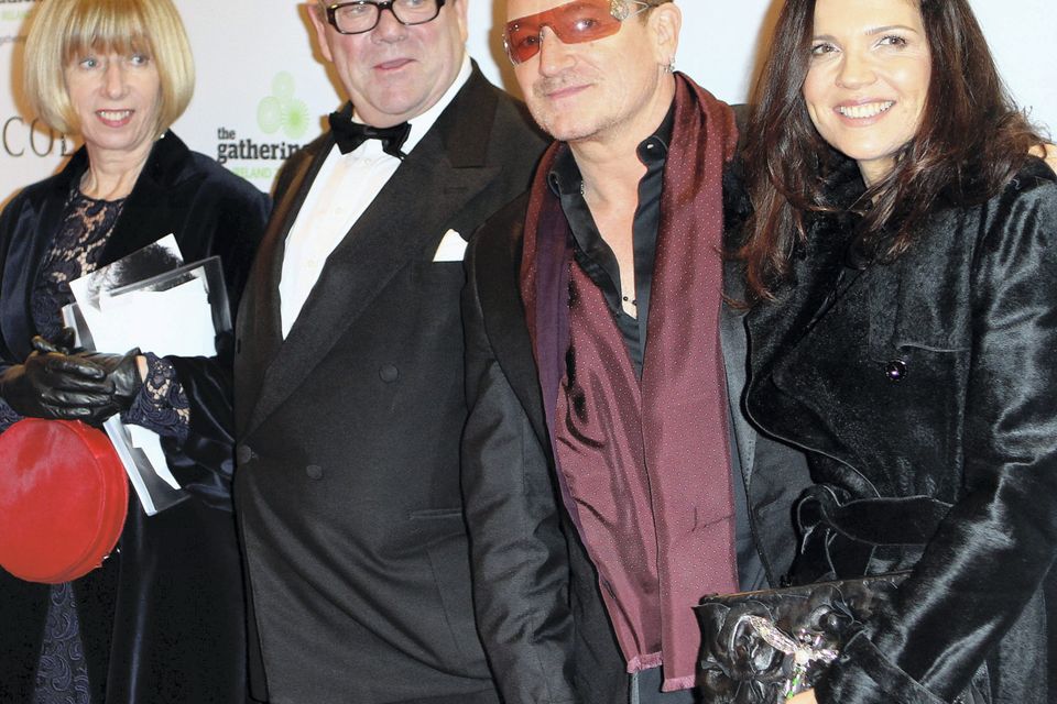 Paul McGuinness and wife Kathy Gilfillan pictured with Bono and his other half Ali Hewson