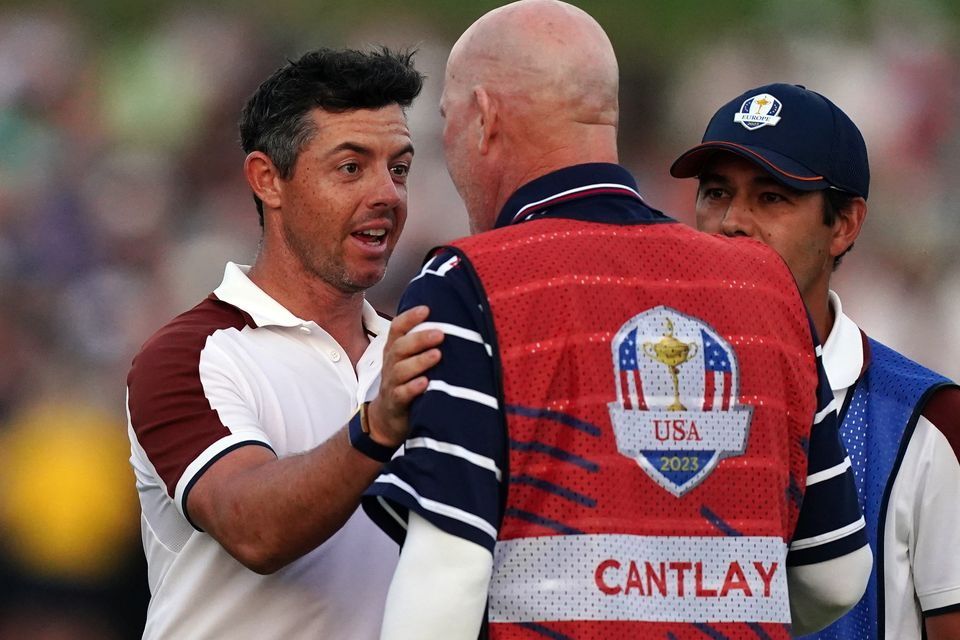 Rory McIlroy confronts Joe La Cava at the Ryder Cup.