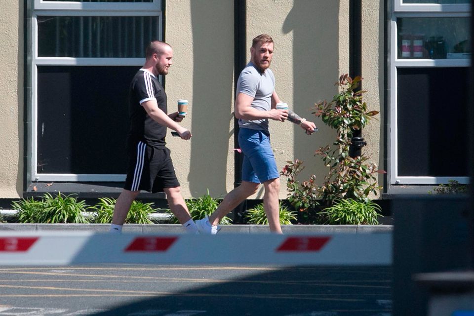 Conor McGregor at The Coombe hospital following the birth of his son. Picture: Gareth Chaney/Collins Photos
