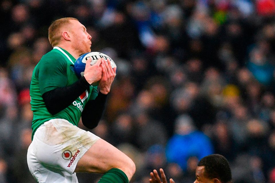 Keith Earls of Ireland in action against Virimi Vakatawa of France during the NatWest Six Nations Rugby Championship match between France and Ireland at the Stade de France in Paris, France. Photo by Ramsey Cardy/Sportsfile
