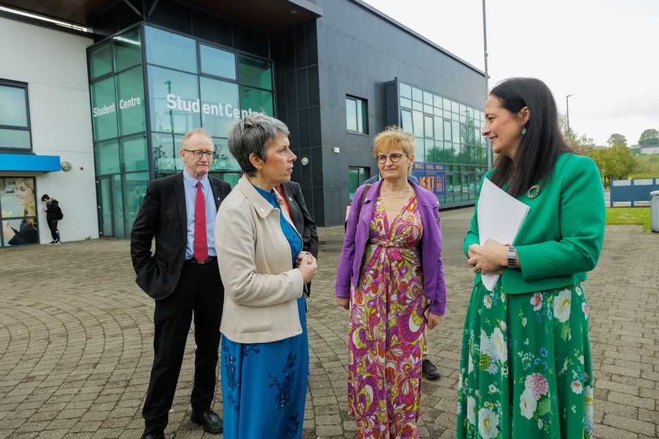 Minister Catherine Martin meets with President of ATU, Dr Orla Flynn and Head of College at ATU Sligo, Una Parsons with Frank Feighan TD at the launch of the UN Tourism Initiative at Atlantic Technology University.