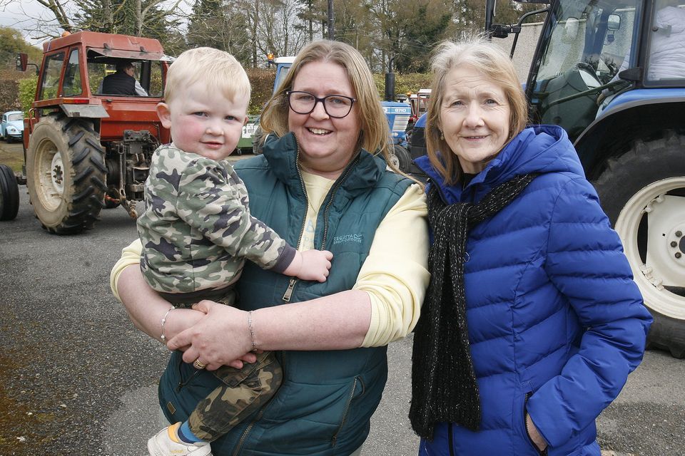 Darragh Carter, Olive Barnes and Catherine Barnes at the Terry Barnes Memorial Tractor Run in Caim.