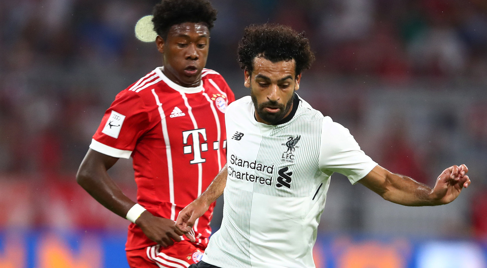 Bayern Munich's David Alaba in action with Liverpool's Mohamed Salah. Photo: Reuters