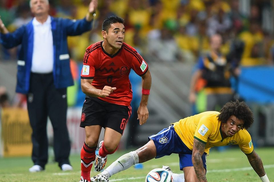 Mexico's team during the group A 2014 FIFA World Cup soccer match between  Brazil and Mexico