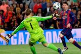 thumbnail: Barcelona's Lionel Messi, right, scores his second goal past Bayern's goalkeeper Manuel Neuer during the Champions League semifinal first leg soccer match between Barcelona and Bayern Munich at the Camp Nou stadium in Barcelona, Spain, Wednesday, May 6, 2015.  (AP Photo/Emilio Morenatti)
