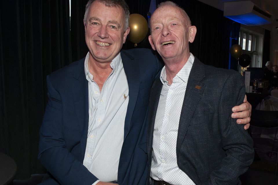 Mick Greene and Larry Murtagh at the Joyces 80th anniversary celebrations in the Ferrycarrig Hotel. Pic: Jim Campbell