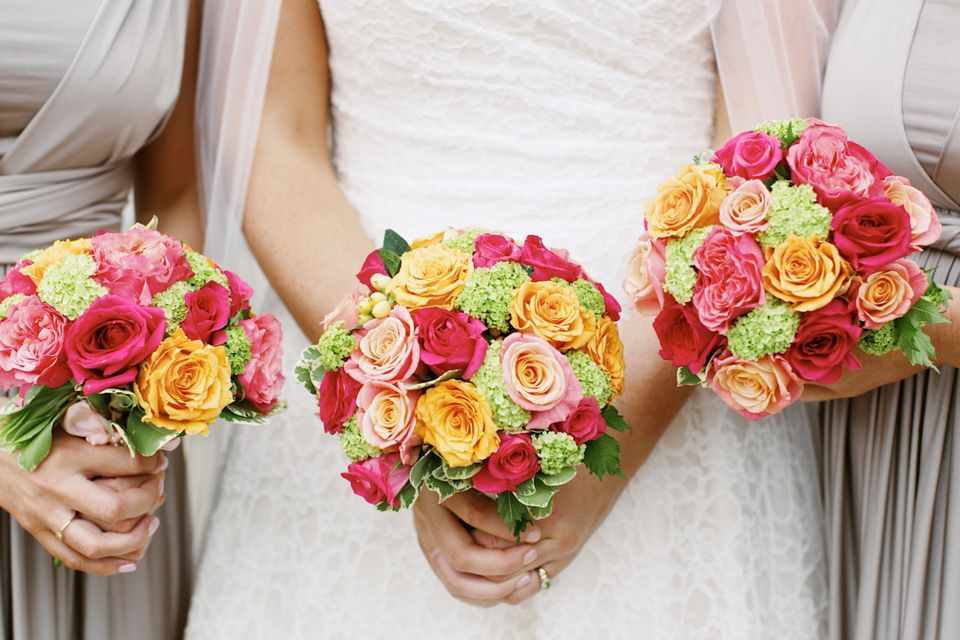 Vibrant flowers spread colour throughout at Ken and Emma's wedding. Photo: by Elisha Clarke.