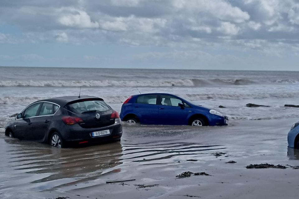 The submerged cars on Bettystown beach. Photo courtesy of Ally Humphreys.