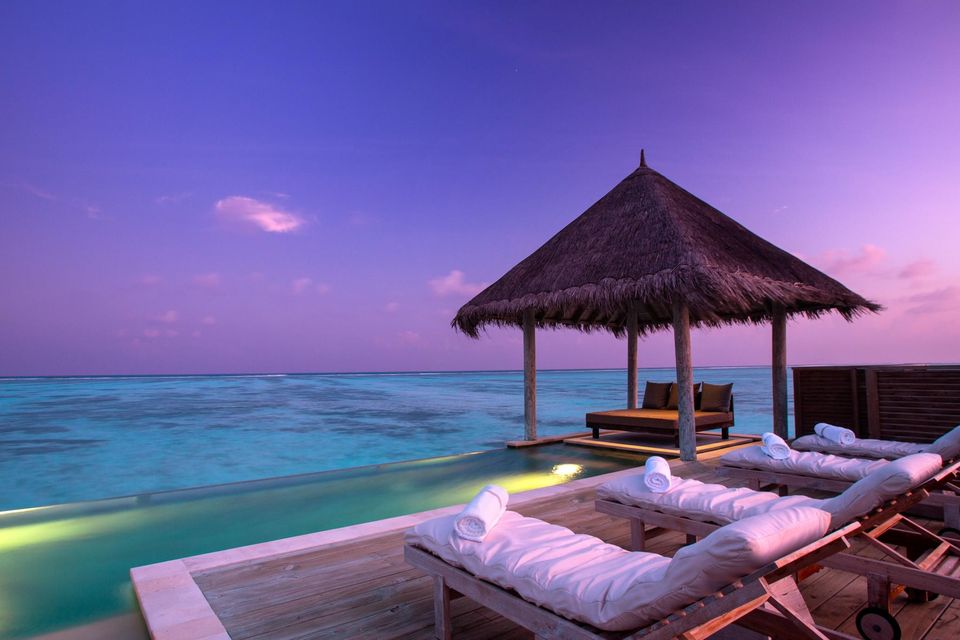 An idyllic ocean-side pool at the Gili Lankanfushi resort in the Maldives