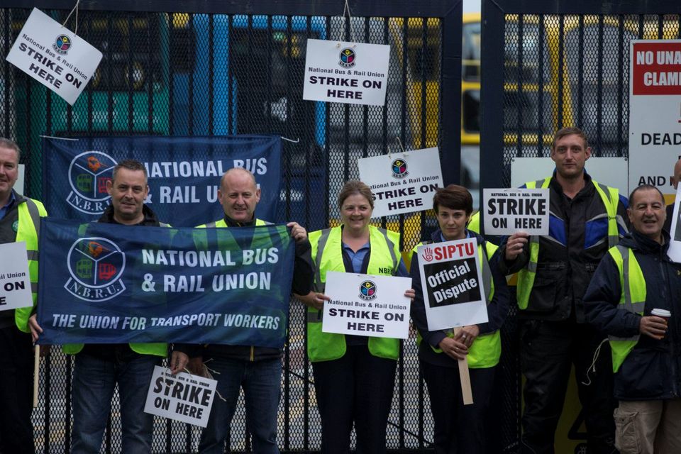 Workers on the picket line for the Dublin Bus strikes (Photo: Mark Condren)