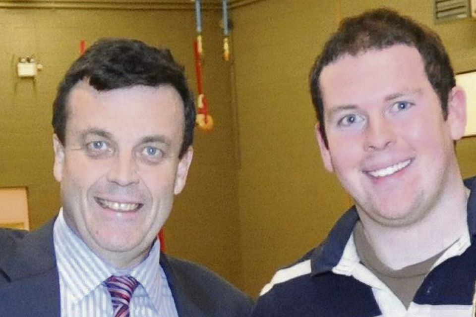 BATTLES: Tom Lenihan, right, who battled depression, pictured with his late father, former Finance Minister Brian