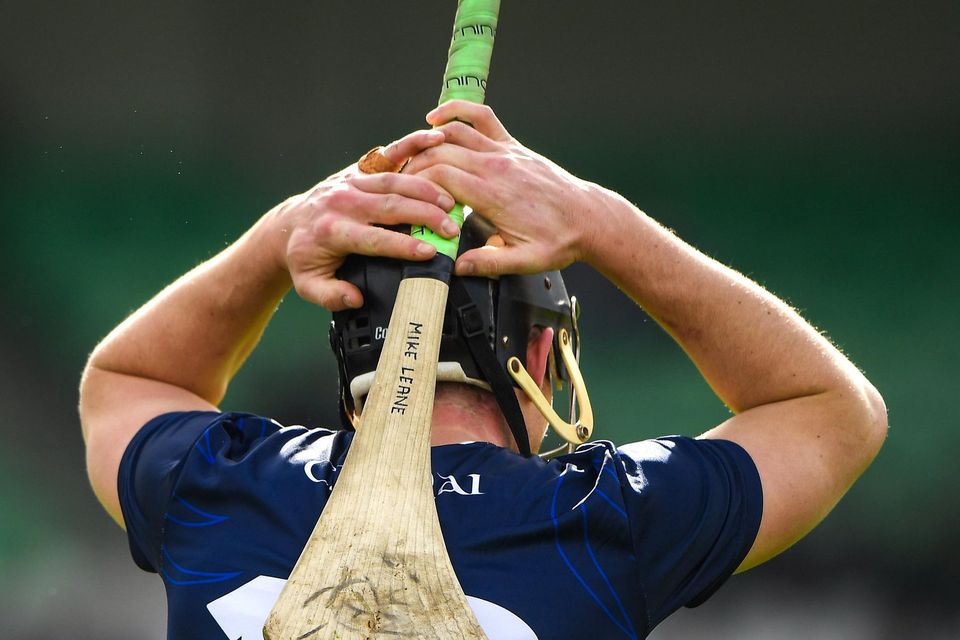 Michael Leane of Kerry reacts after missing a point during the Allianz Hurling League Division 2A Semi-Final match between Offaly and Kerry at Glenisk O'Connor Park in Tullamore Photo by Matt Browne/Sportsfile