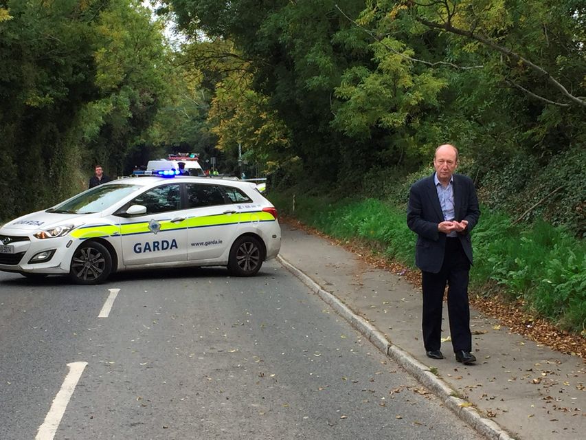 TD Shane Ross pictured at the scene of the tragedy today (Photo: Jason Kennedy)