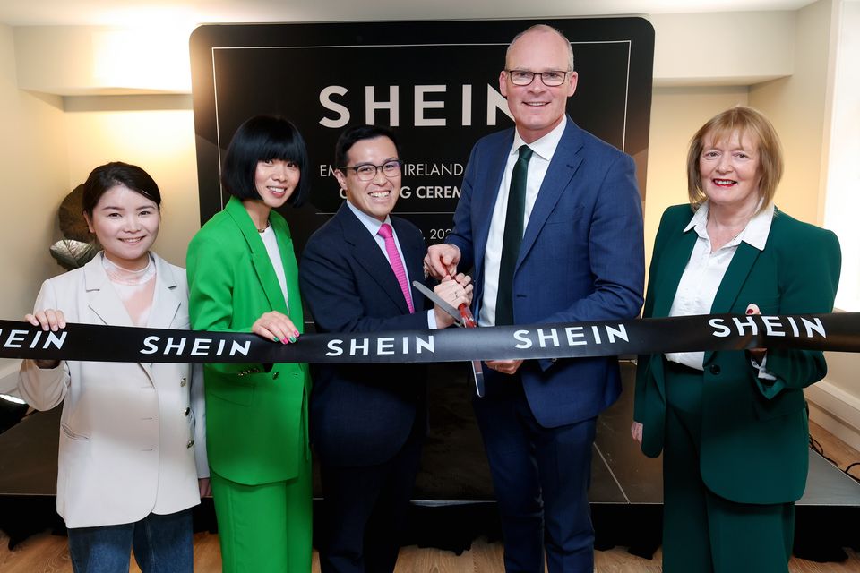 Trade Minister Simon Coveney cut the ribbon at Shein’s new HQ in Dublin last week with the firm’s head of government relations Leonard Lin