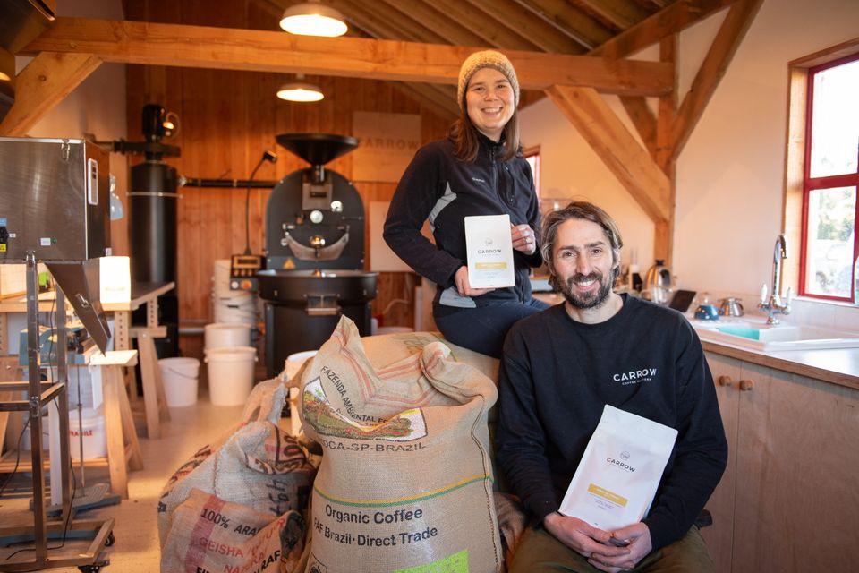 Paola Bon and Andrew Willis in their coffee roasting house on their farm in Beltra, Sligo. Photos by Denise Sweeney - Swarber Photography