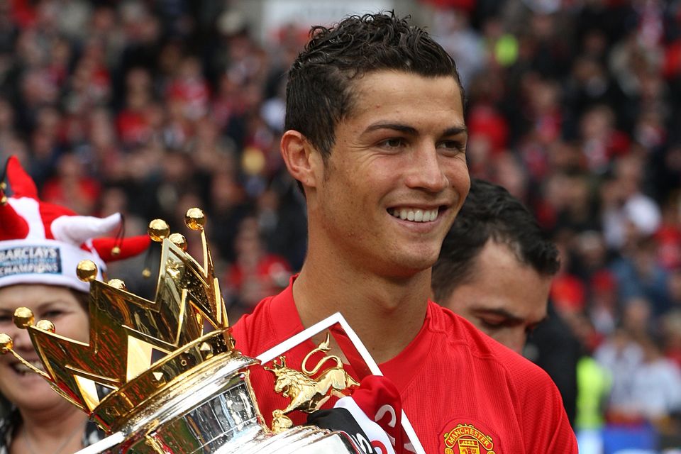 Cristiano Ronaldo of Manchester United walks off after the Barclays in  2023