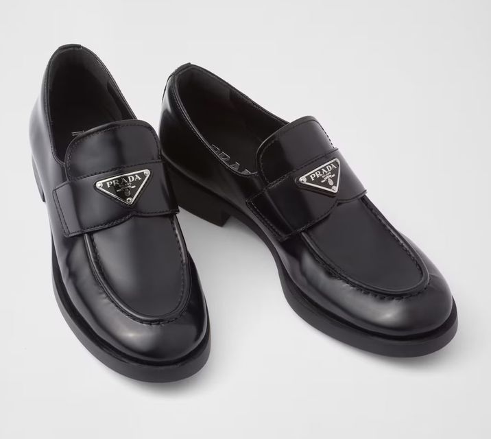 Prada brushed leather loafers