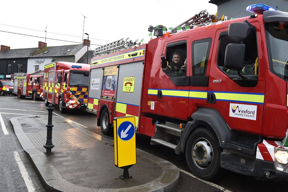 Gorey Fire Service in the St Patrick's Day parade in Gorey. Pic: JIm Campbell