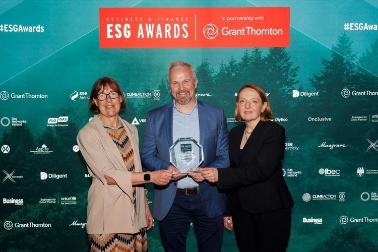 McNally Living managing director Pat McGrath (centre) at the Grant Thornton ESG Awards