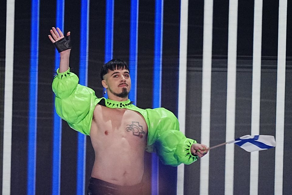 Finland entrant Kaarija during the opening of the grand final for the Eurovision Song Contest final (Aaron Chown/PA)