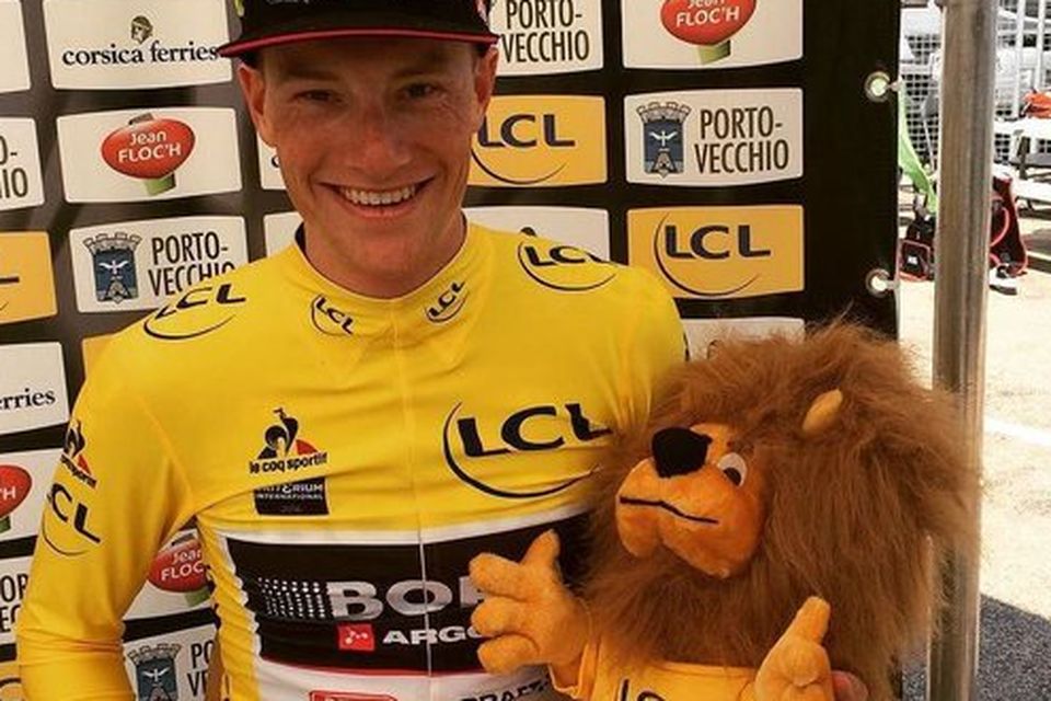 Sam Bennett pictured after winning the opening stage of the Critérium International in Corsica