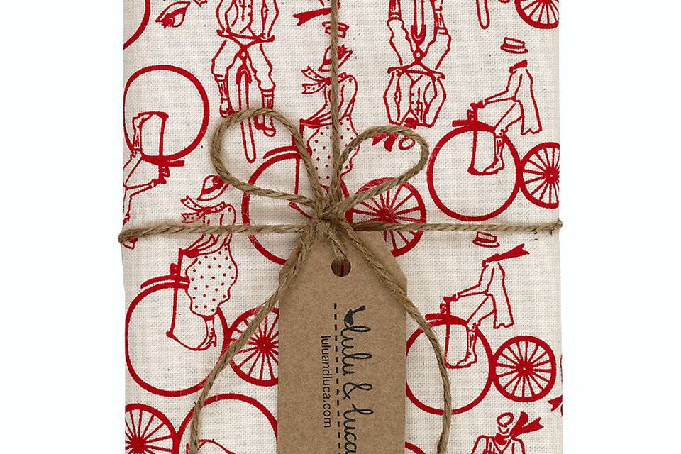 Bicycle tea towel in red, €14, in-spaces.com