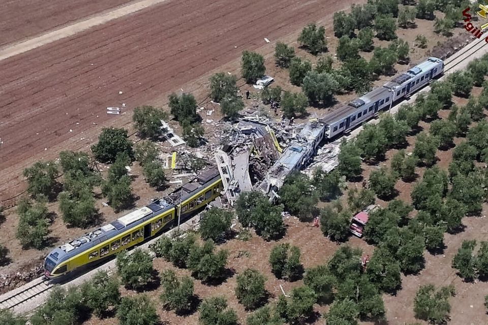 At least 22 dead in head on train crash in southern Italy