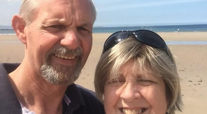 Anne Herlihy pictured with her husband on Inch beach