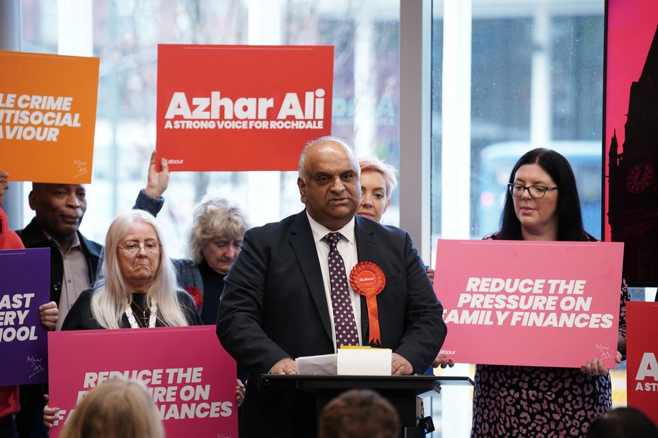 Labour’s candidate for Rochdale Azhar Ali lost the party’s support on Monday (Peter Byrne/PA)