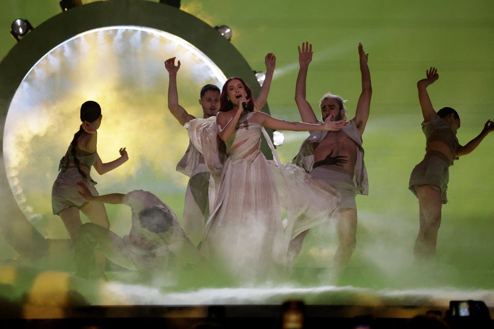 Israel's entrant Eden Golan performs on stage during rehearsals for the second semi-final of the Eurovision Song Contest in Malmo. Photo: Reuters