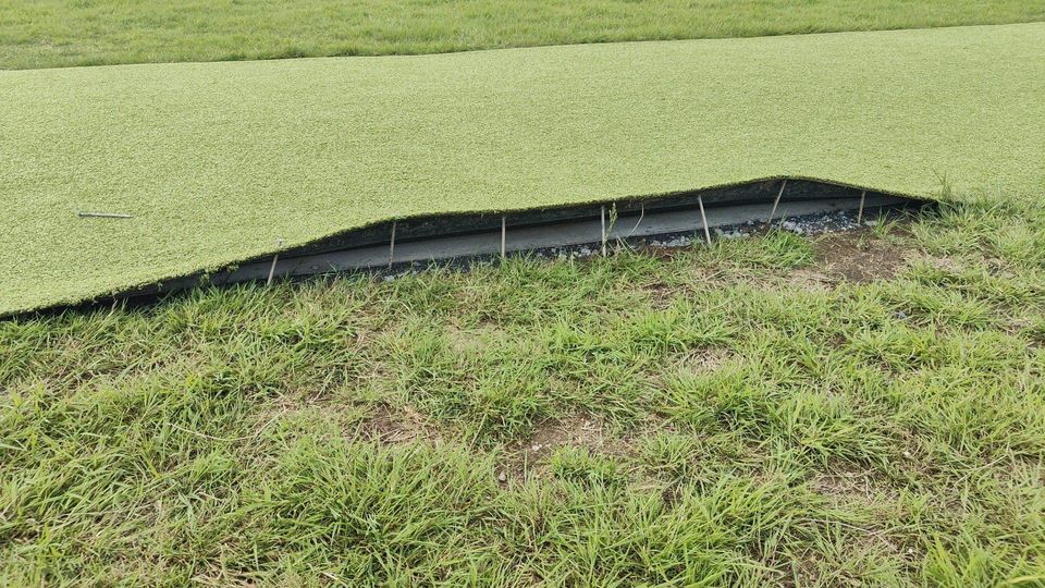 Vandals caused significant damage to the astro turf matting ‘crease’ which forms a central part of the pitch