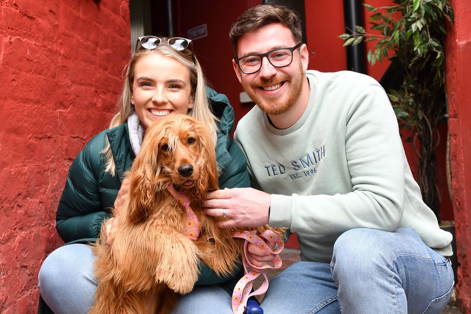 Lynn and Declan Curran with 'Ola' at the Dog Friendly Coffee Morning in aid of Dundalk Gog Rescue held in Mo Chara. Photo: Ken Finegan/www.newspics.ie